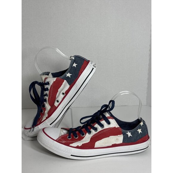 Converse Other - Converse All Star Low Top Sneakers American Flag Print Canvas Size 8.5 Mens